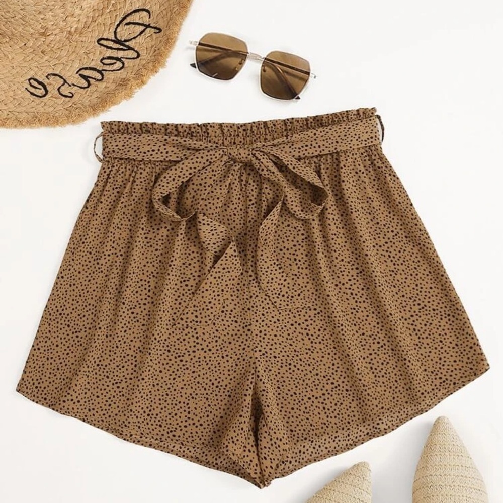 SHEIN Dalmatian print paper bag shorts